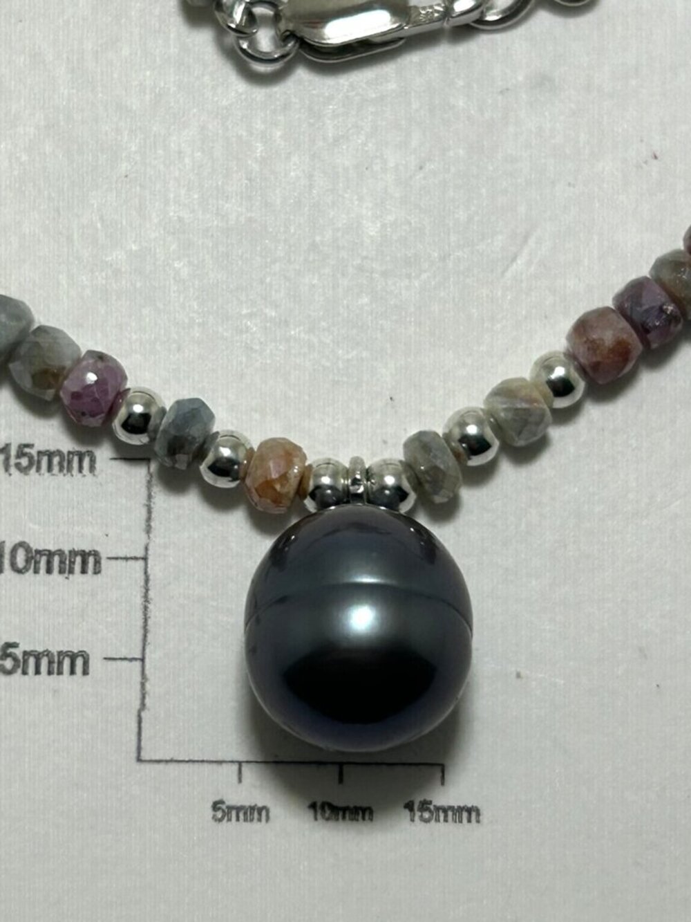 Natural Mystic Corundum Beads with Freshwater Pearl Necklace.